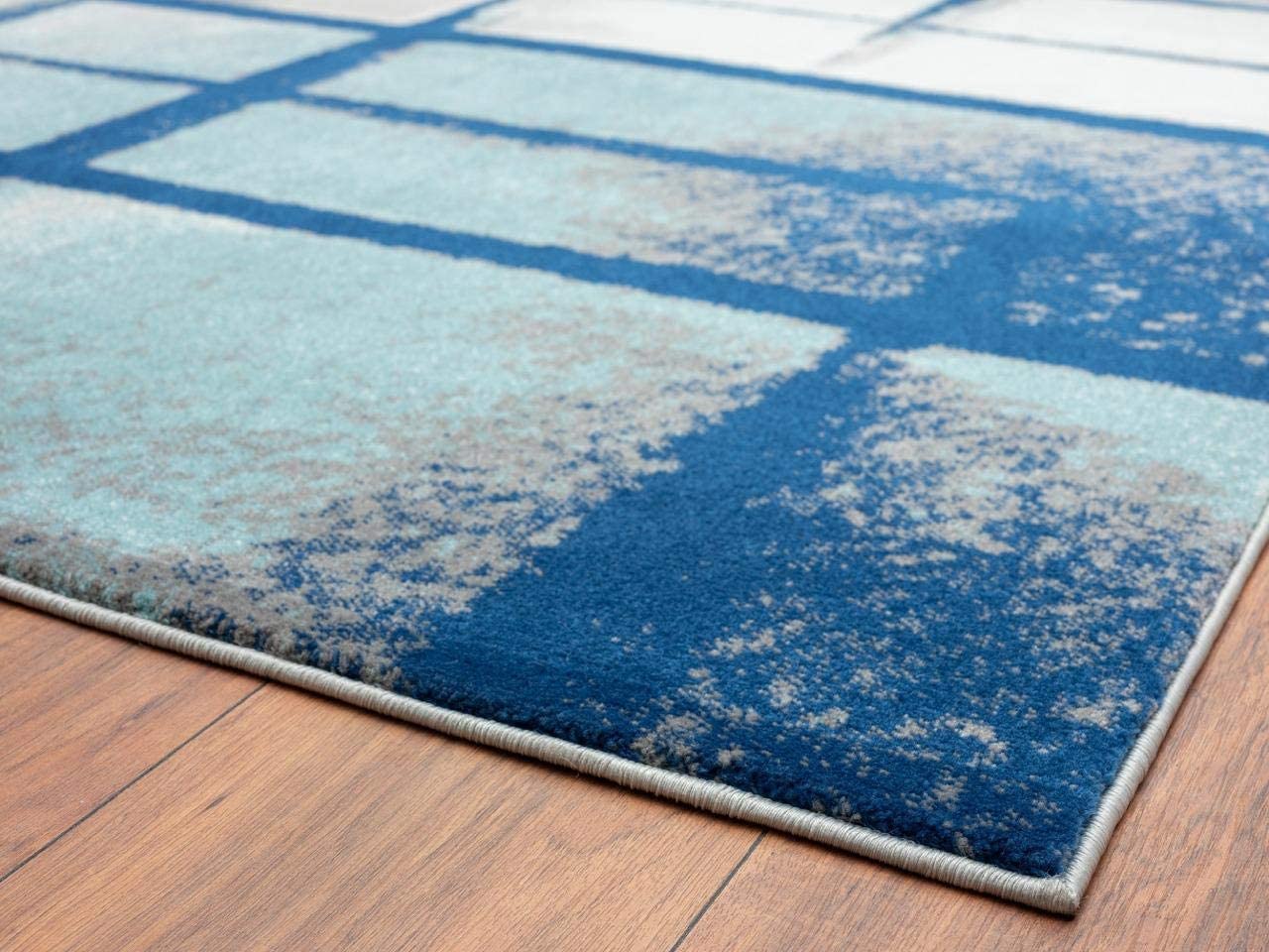 Lagos Collection Blue Art Deco Soft Area Rug