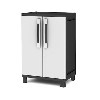 Home Garage Storage Cabinet Grey/Black with Doors and Shelves