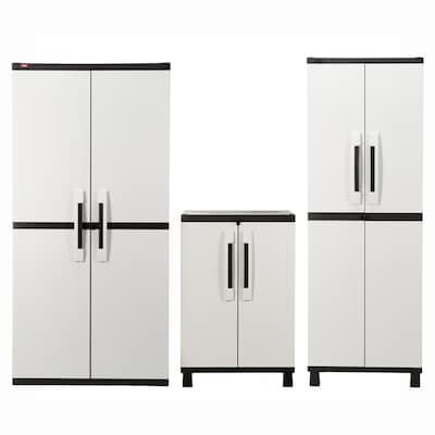 Home Garage Storage Cabinet Grey/Black with Doors and Shelves