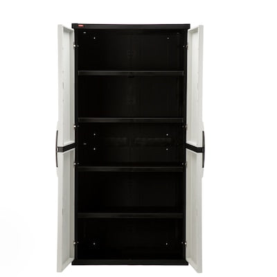 Home Garage Storage Cabinet Grey/Black with Doors and Shelves