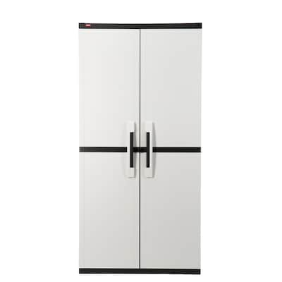 Home Garage Storage Cabinet Grey/Black with Doors and Shelves