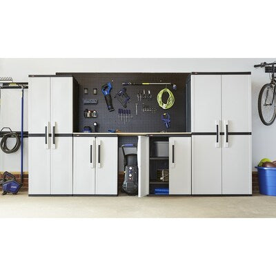 Home Garage Storage Cabinet Grey/Black with Doors and Shelves