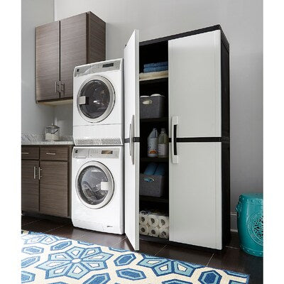 Home Garage Storage Cabinet Grey/Black with Doors and Shelves