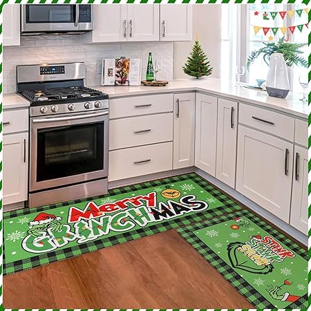 Green Monster Non Slip Christmas Kitchen Decoration, Set of 2