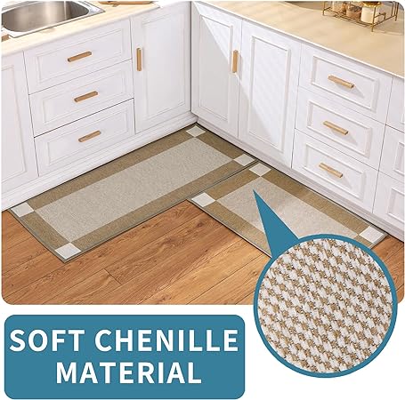 Washable Non Slip 2 Piece Absorbent Kitchen Floor Mats, 20"x32"+20"x48"