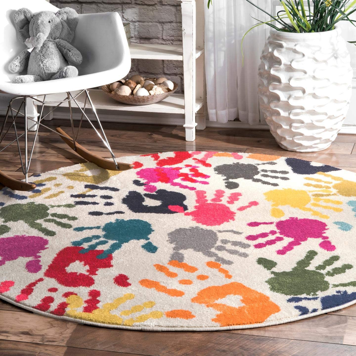 nuLOOM Handprint Nursery Kids Area Rug, 5' x 8', Multi