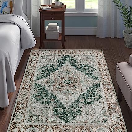 Non-Slip Distressed Vintage Persian Oriental, Small Accent Throw Low Pile Traditional Area Rug - 2' X 3'