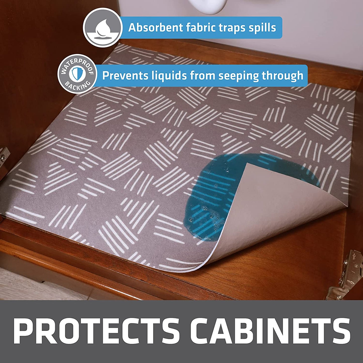 Under Sink, Waterproof Cabinet Protection, Absorbent Shelf Liners, Slip-Resistant, Non-Adhesive, Machine Washable, Durable Mats (USA Made)(24”x29”)(Charcoal)