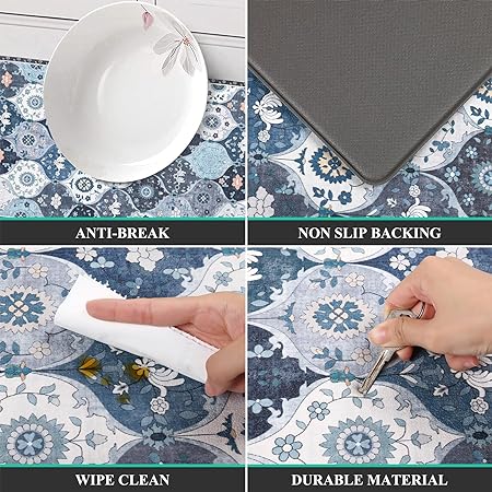 2 Pcs Anti Fatigue Cushioned Waterproof Comfort Standing Mat, 17"x47"+17"x27"