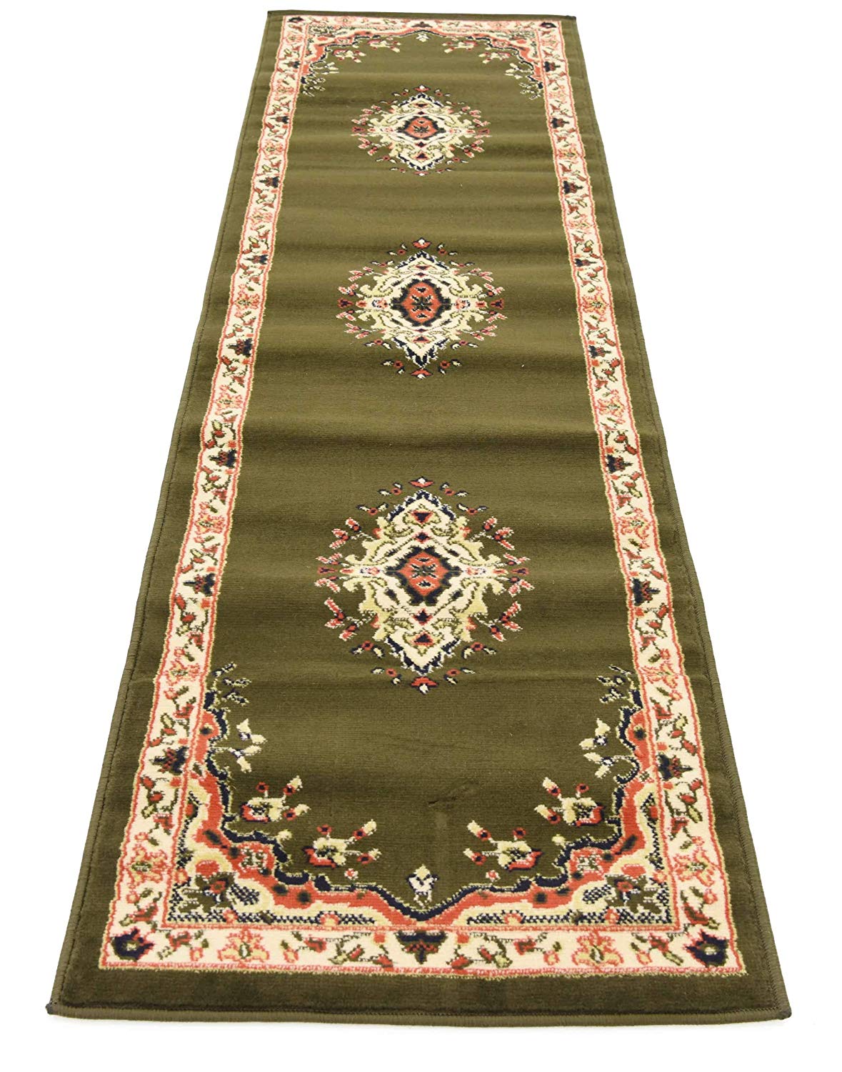 Traditional Medallion Green Soft Area Rug