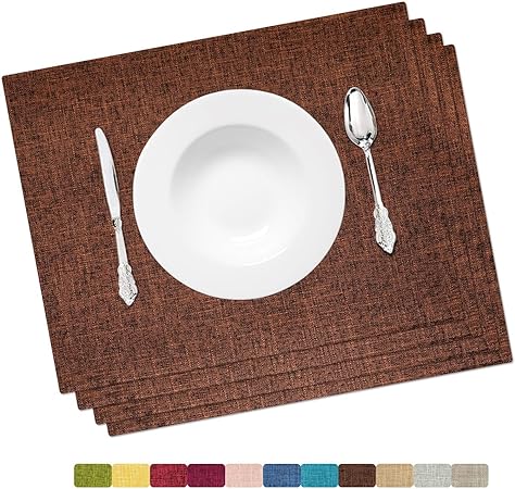 Placemat Set-Washable Elegant Table Mats for Dining Heat-Resistant Cloth Table. 13x19 - Pink