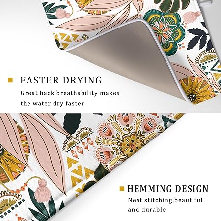 Absorbent Black Marble Dish Drying Mat Luxury Golden Kitchen Counter Mat, 18x24 inch