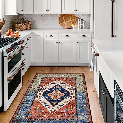 Non-Slip Distressed Vintage Persian Oriental, Small Accent Throw Low Pile Traditional Area Rug - 2' X 3'