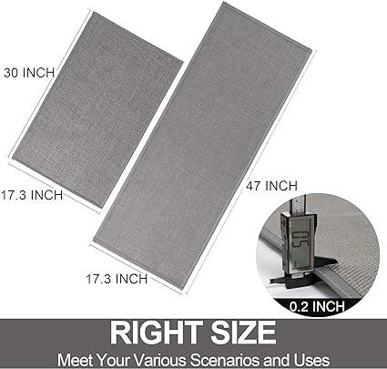 Rubber Backing Cushioned Non Slip Kitchen Rugs , Washable for Kitchen, Office, Home, 17.3"x47"+17.3"x30" (Brown)