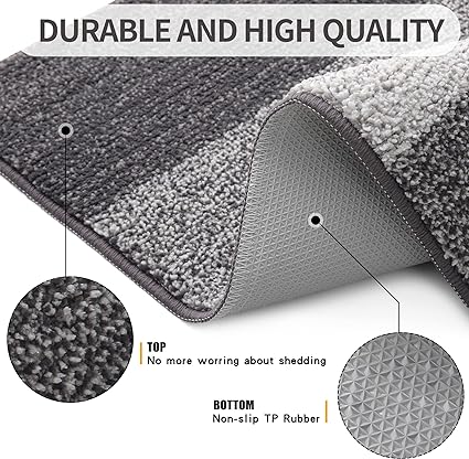 20x32 Non-Slip Absorbent Dirt Trapper Entrance Mat, Low-Profile Washable Inside Floor Mat, Durable Soft Entry Doormats for Entryway, Grey