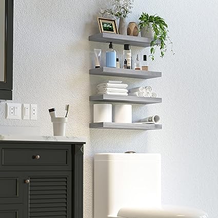 4 Sets White Floating Shelves for Wall