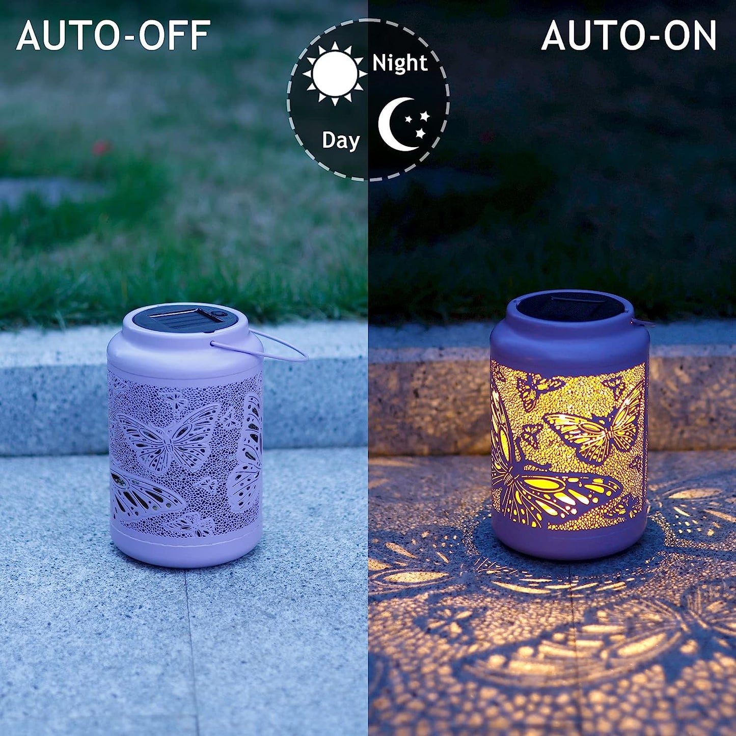 Solar Lantern Outdoor Waterproof, Hanging, Powered Lights, Backyard Porch Patio Balcony Teepee Lawn Pathway Tree-Flower