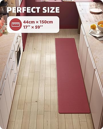 Cushioned Anti-Fatigue Kitchen Mat, Non Skid Waterproof Comfort Standing Kitchen Rugs and Mats, Memory Foam Kitchen mat, 17"x79", Black