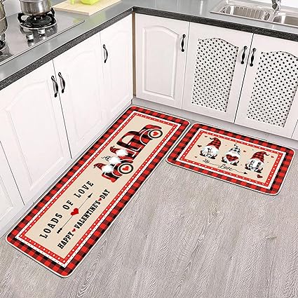 Non-Slip Gnome Doormat for Outdoor Indoor Kitchen Decor, Halloween Decorative Kitchen Mats Set of 2,