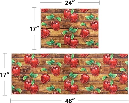 Non-Slip Backing Natural Design Throw Rug Lemon Design, 17"x48"+17"x24"