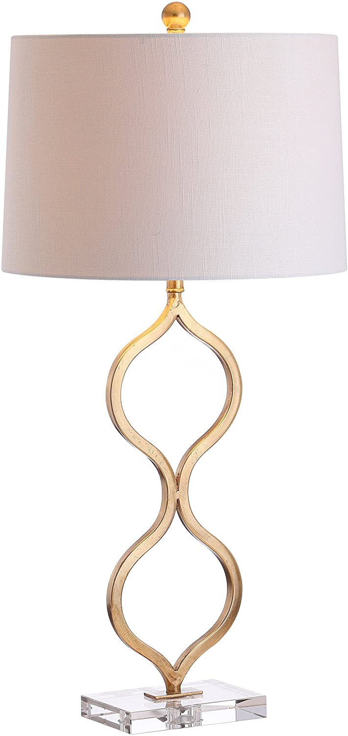 Levi 31.5 in. Gold Leaf Metal/Crystal Table Lamp