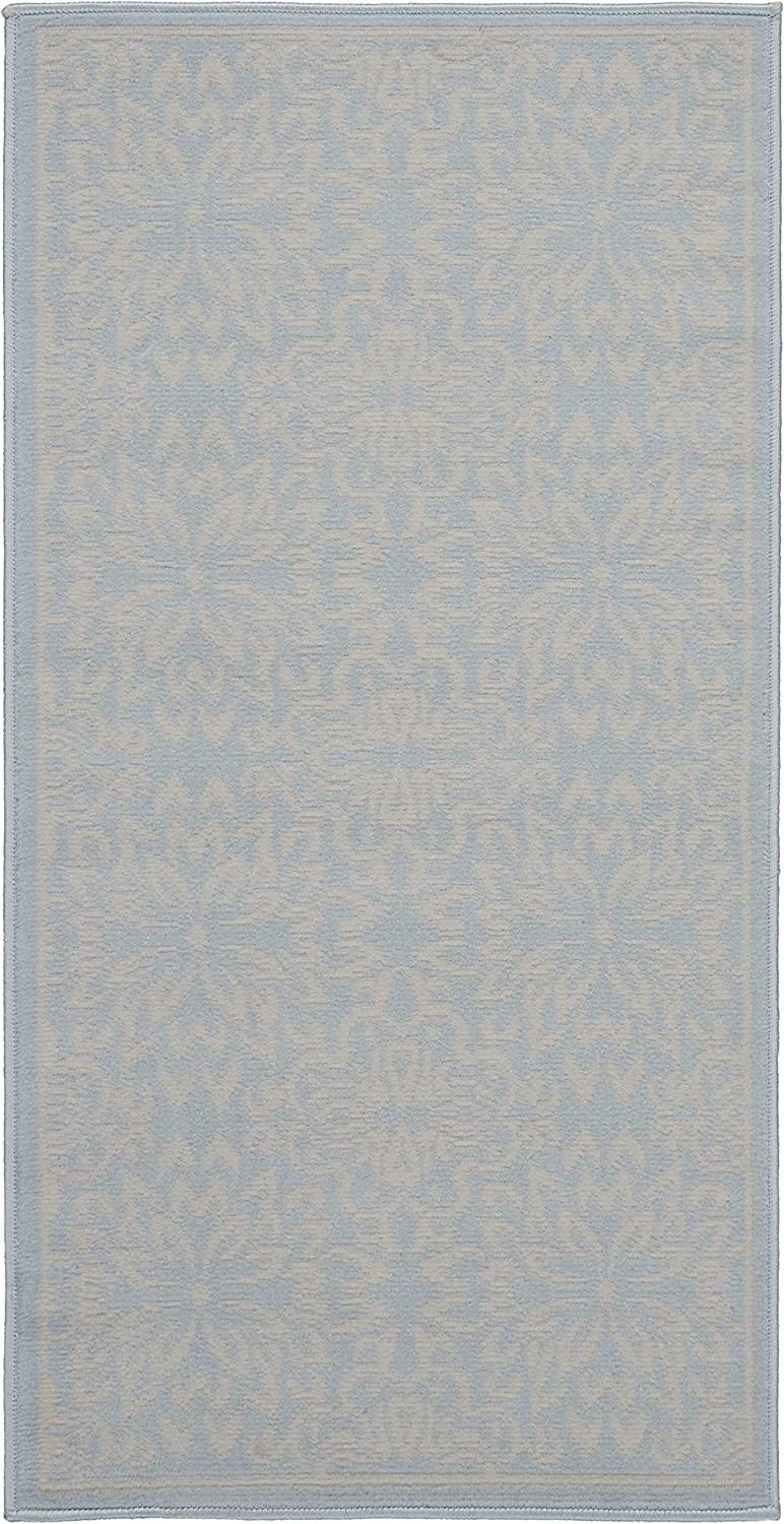 Transitional Floral Ivory/Light Blue Area Rug