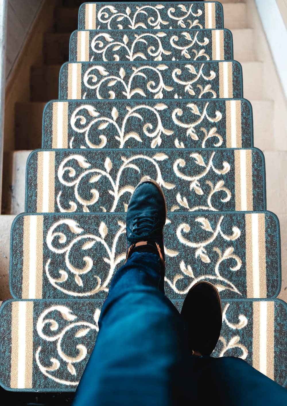 Non Slip Rubber Back  Kitchen Rug Anti Slip Stair Treads (Red, Runner (20" x 59"))