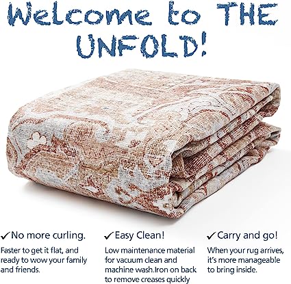 Persian Brick Red Vintage Foldable Thin Floral Print Floor Cover Retro Accent Rug