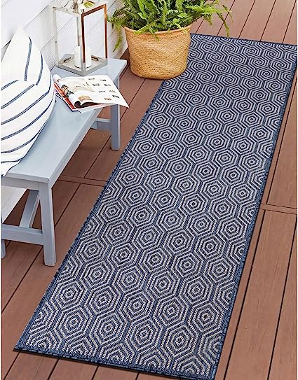 Palmaria Modern Geometric Textured Flat Weave Easy Cleaning Outdoor Rugs