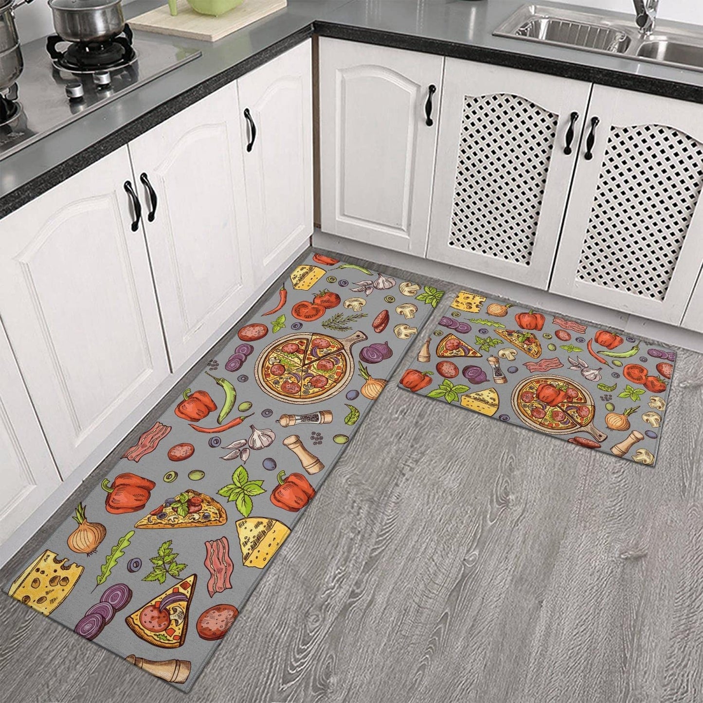 Set of 2 Wine Kitchen Decor Stain Resistant 17 x47.2+17inx30in