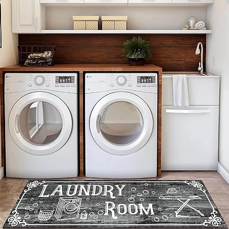 Laundry Room Rug 20"X59", Farmhouse Runner Rug Non Slip Waterproof Laundry Room Mat Floor Carpet for Kitchen, Washhouse, Mudroom