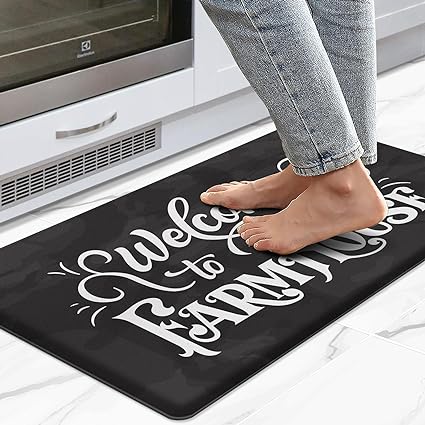 Non Skid Washable Anti Fatigue Mat Waterproof Cushioned Kitchen Matt for Standing 17.3"x29", Farmhouse