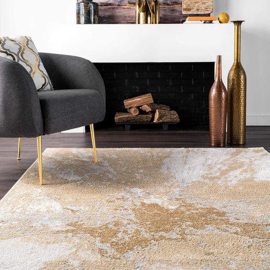 Cyn Abstract Area Rug, Gold