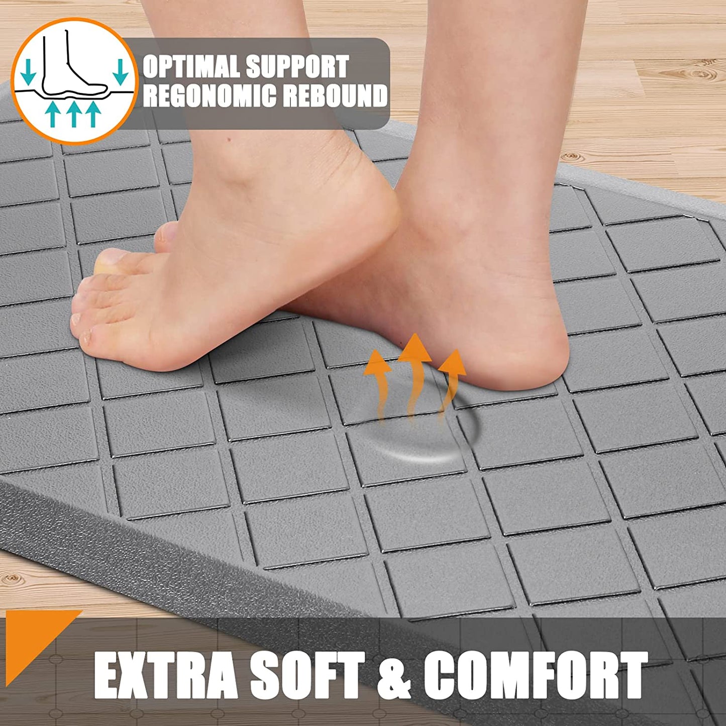 Anti Fatigue Cushioned, Heavy Duty, Non-Skid, Ergonomic Comfort Foam Kitchen Mat 2 PCS,