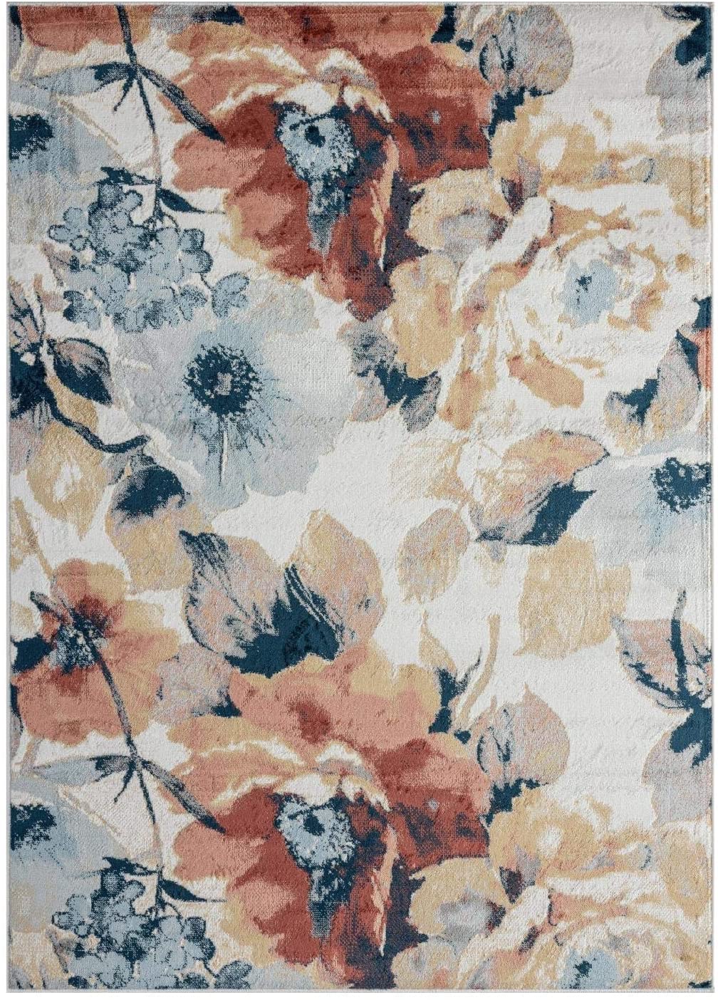 Olimpia Collection Multi Modern Floral Soft Area Rug