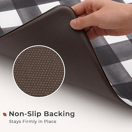 Anti Fatigue Waterproof & Non-Skid Cushioned Washable  Modern Farmhouse Plaid 2 Piece Set, 17“*30”+17“*47”