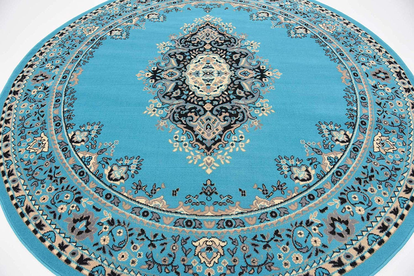 Traditional Turquoise Soft Area Rug