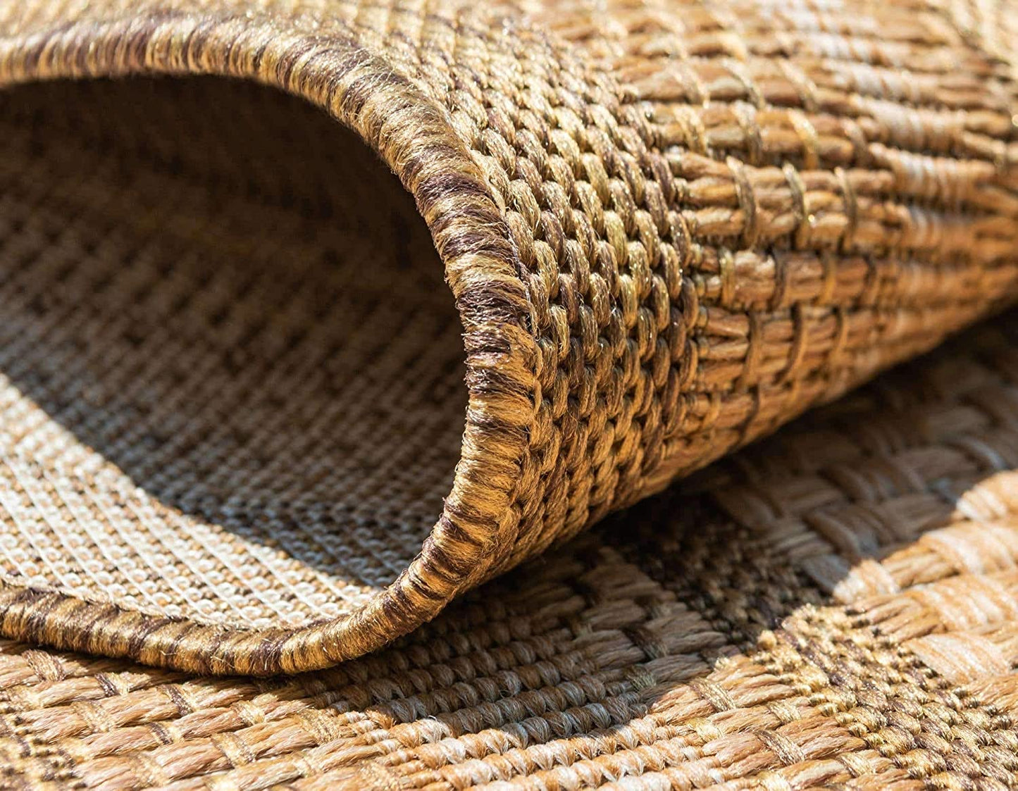 Solid Casual Transitional Indoor and Outdoor Flat weave Light Brown Area Rug