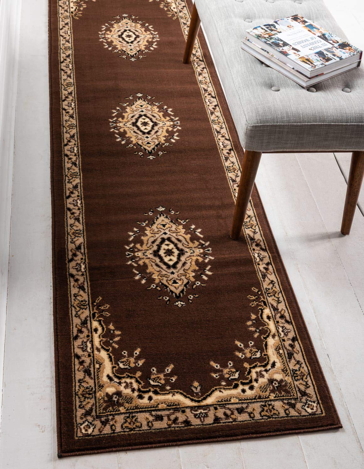 Traditional Medallion Brown Soft Area Rug