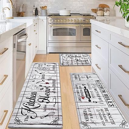 Anti Fatigue Cushioned Washable Kitchen Rug 2 Piece, 17 x 47 and 17 x 30 Inches