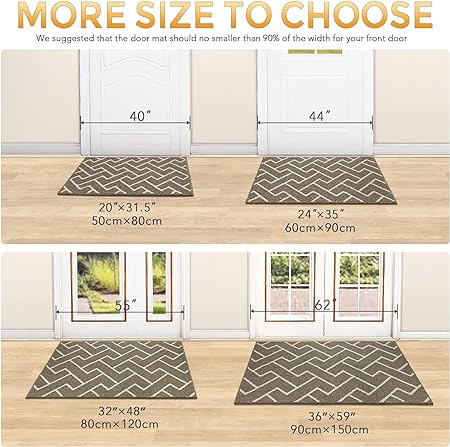 Washable Absorbent Resist Dirt Rubber Backing Non Slip Door Mats, 20"x31.5"(Aqua Haze)