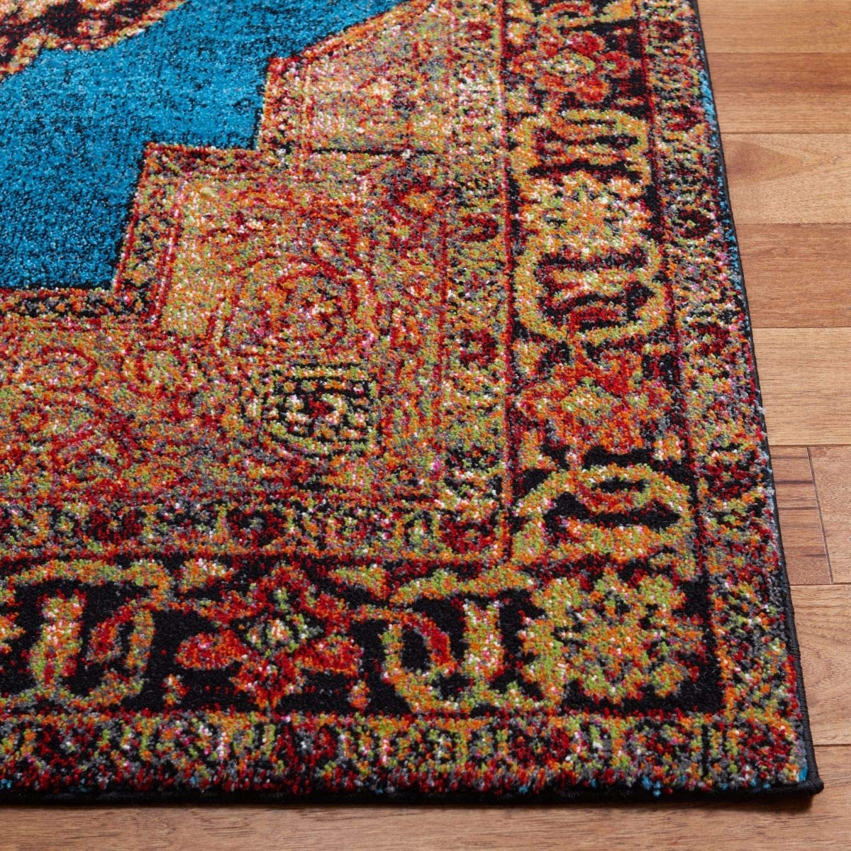 Oriental Persian Distressed Area Rug , Gold/Light Blue