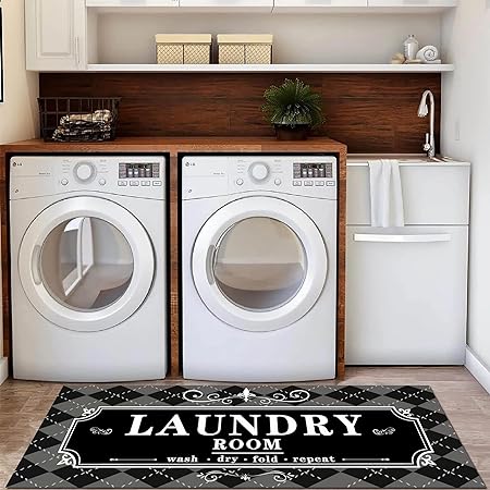 Laundry Room Rug 20"X59", Farmhouse Runner Rug Non Slip Waterproof Laundry Room Mat Floor Carpet for Kitchen, Washhouse, Mudroom