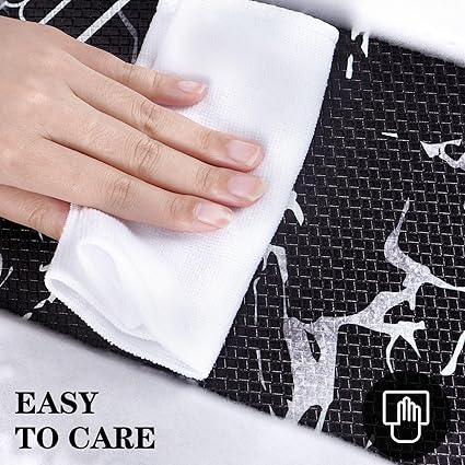 Anti-Fatigue Black and White Modern  Non Slip Washable, Cushioned Kitchen Mats, 18 x 30 Inch