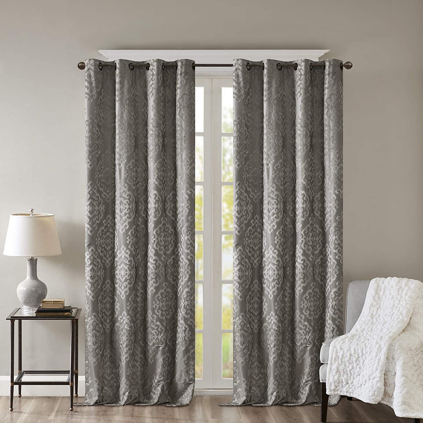 Blackout Curtains For Bedroom Mirage Damask Fabric Grommet, 50X95", 1-Panel Pack