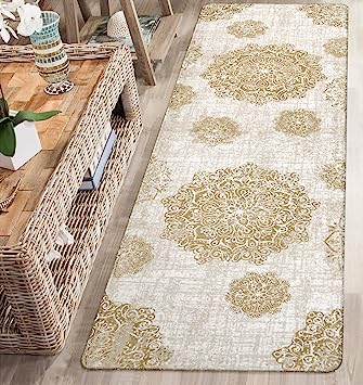 Vintage Medallion Non-Slip Distressed Small Accent Throw Area Rug - 2’ X 3