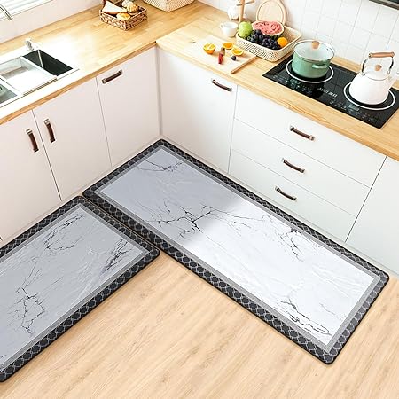 2 PCS Floral Cushioned Anti-Fatigue Kitchen Rugs, Kitchen Mats for Kitchen Floor Laundry Office