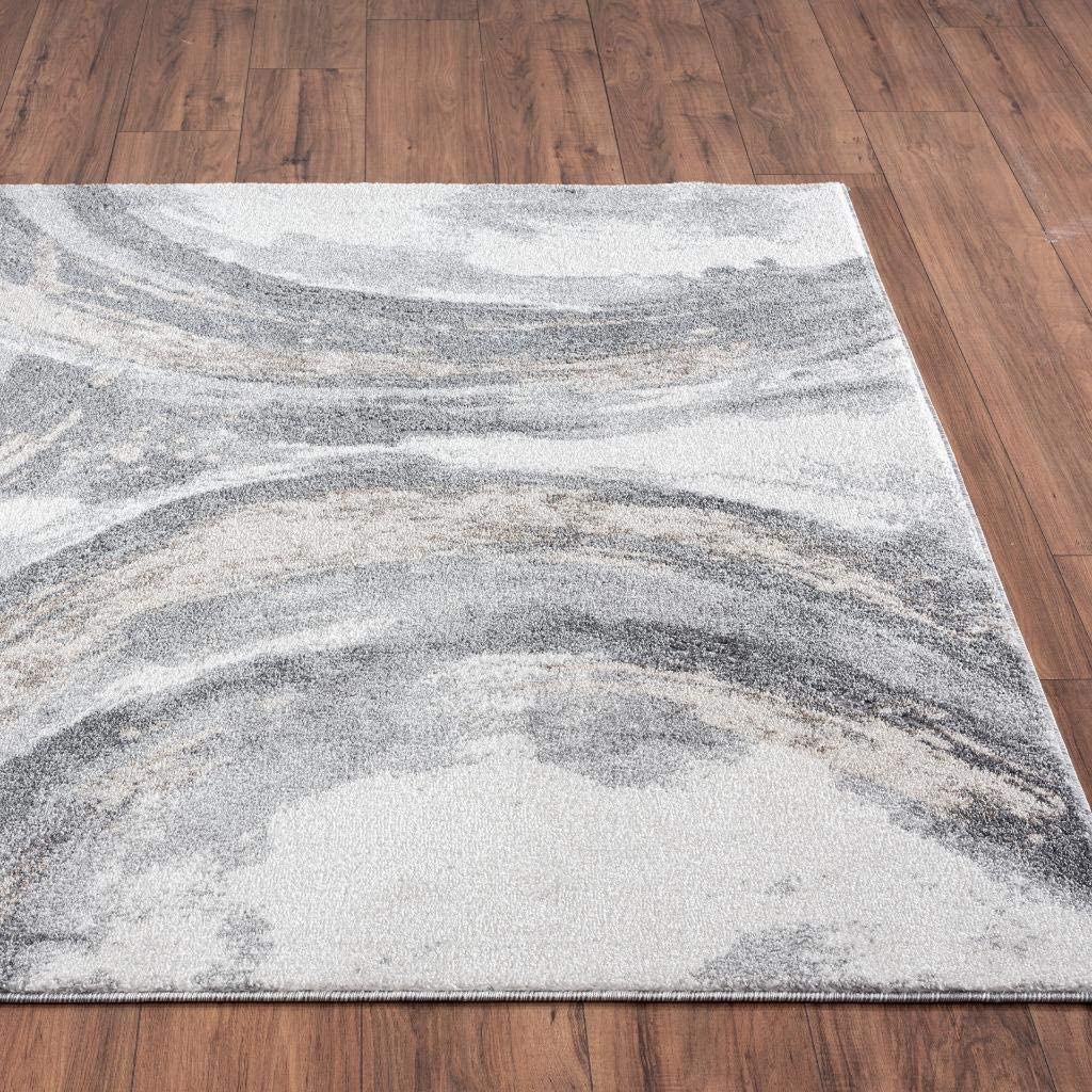 Lagos Collection Grey Abstract Soft Area Rug