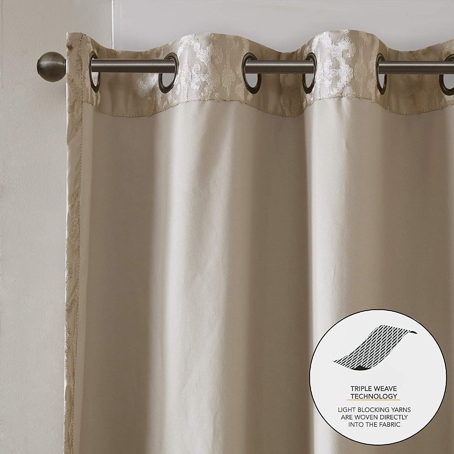 Blackout Curtains For Bedroom Mirage Damask Fabric Grommet, 50X95", 1-Panel Pack