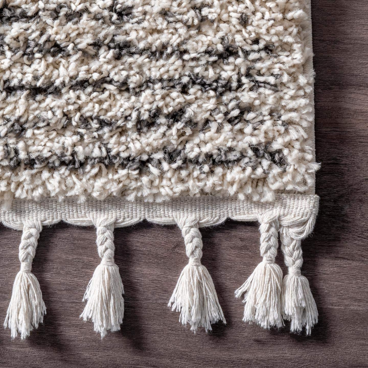 Moroccan Plush Soft Off-white Grey Shag Rug